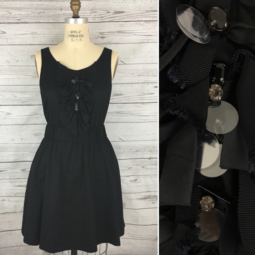 J. Crew fit flare ruffle embellished dress LBD